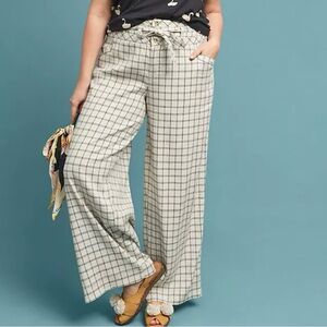 Anthropologie Women’s Linen Windowpane Trousers